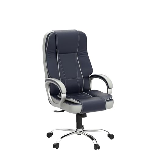 Home & Office  High Back Leatherette Chair | Director Chair | Office Chair | Ergonomic Executive Boss Chair with Spacious Cushioned Seat | Heavy Duty Metal Base -
