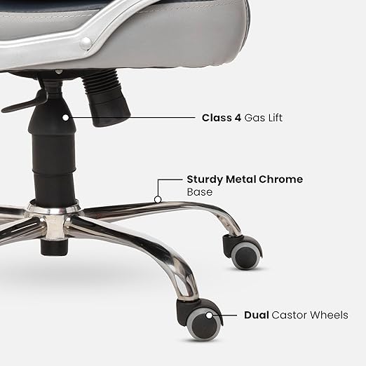 Home & Office  High Back Leatherette Chair | Director Chair | Office Chair | Ergonomic Executive Boss Chair with Spacious Cushioned Seat | Heavy Duty Metal Base -