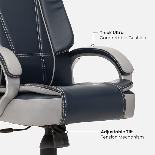 Home & Office  High Back Leatherette Chair | Director Chair | Office Chair | Ergonomic Executive Boss Chair with Spacious Cushioned Seat | Heavy Duty Metal Base -