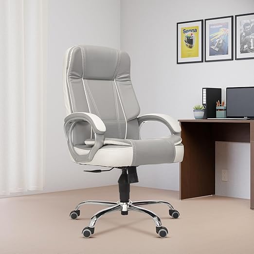 Home & Office  High Back Leatherette Chair | Director Chair | Office Chair | Ergonomic Executive Boss Chair with Spacious Cushioned Seat | Heavy Duty Metal Base -