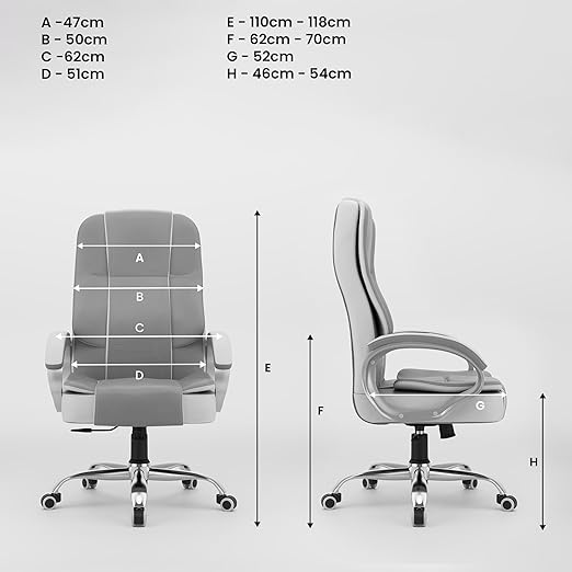 Home & Office  High Back Leatherette Chair | Director Chair | Office Chair | Ergonomic Executive Boss Chair with Spacious Cushioned Seat | Heavy Duty Metal Base -