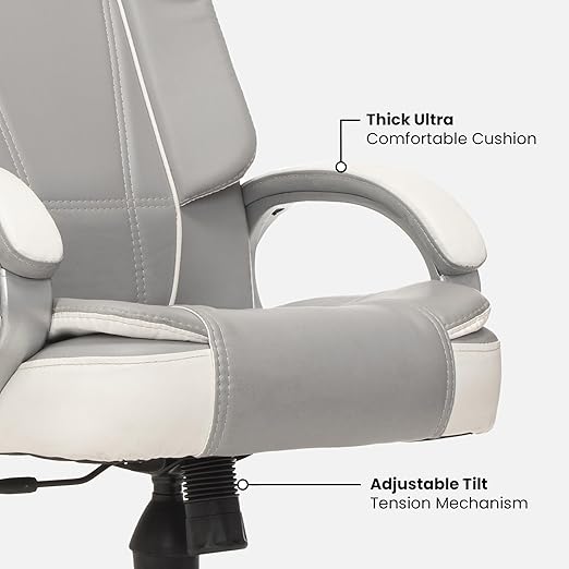 Home & Office  High Back Leatherette Chair | Director Chair | Office Chair | Ergonomic Executive Boss Chair with Spacious Cushioned Seat | Heavy Duty Metal Base -