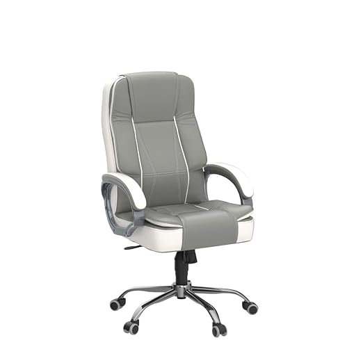 Home & Office  High Back Leatherette Chair | Director Chair | Office Chair | Ergonomic Executive Boss Chair with Spacious Cushioned Seat | Heavy Duty Metal Base -
