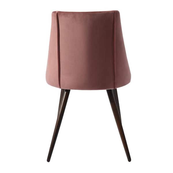 Pink Dining Chair with Wooden Frame Base