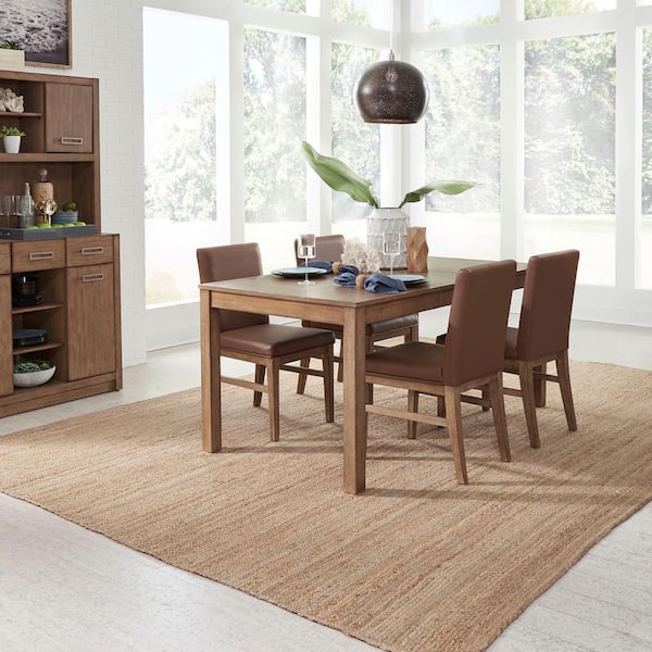 Brown Leatherette with Wooden Base Dining Chairs