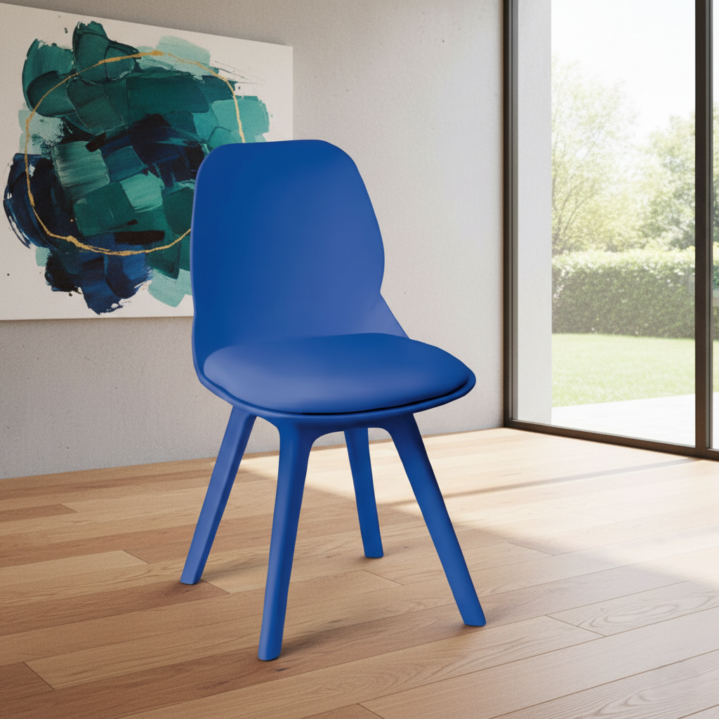 Cafe Chair in Blue Legs Base PP Molded