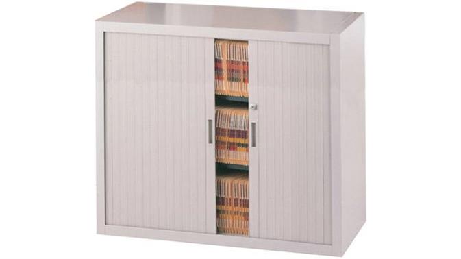 Prelaminated Partical Board Storage Cabinet with Sliding Shutter Adjustable Shelf Inside