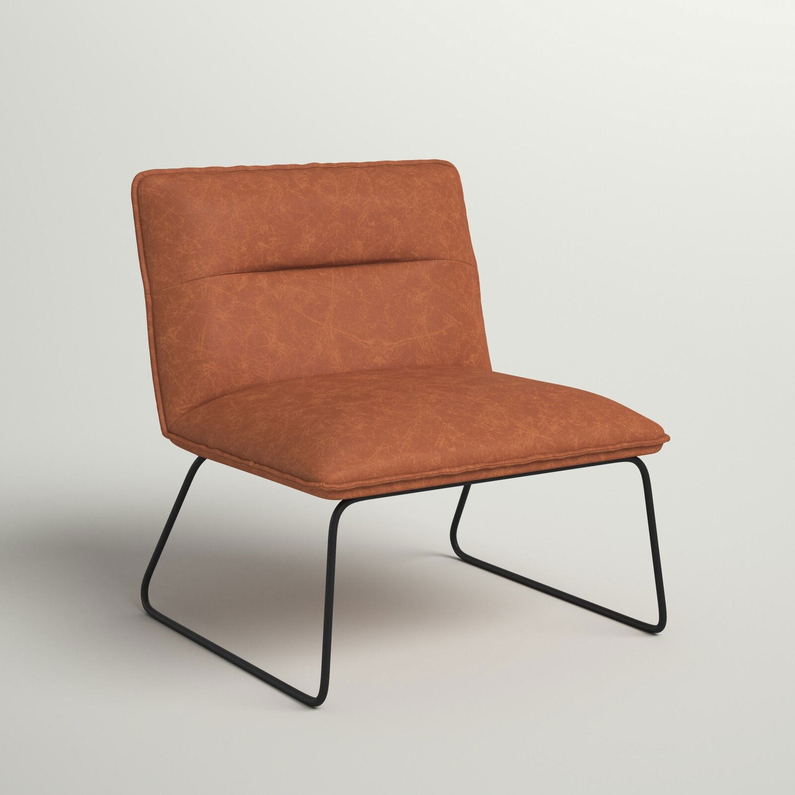 Industrial Black Metal, Camel Pu Faux Leather Accent Chair -