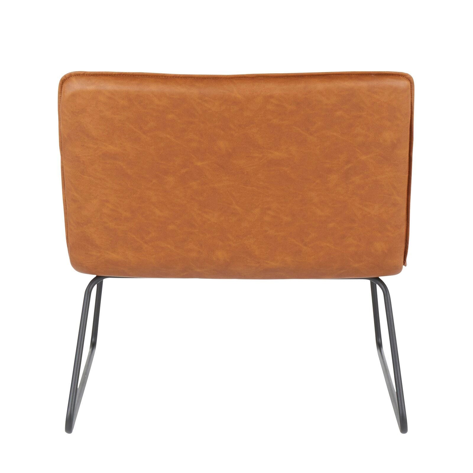 Industrial Black Metal, Camel Pu Faux Leather Accent Chair -