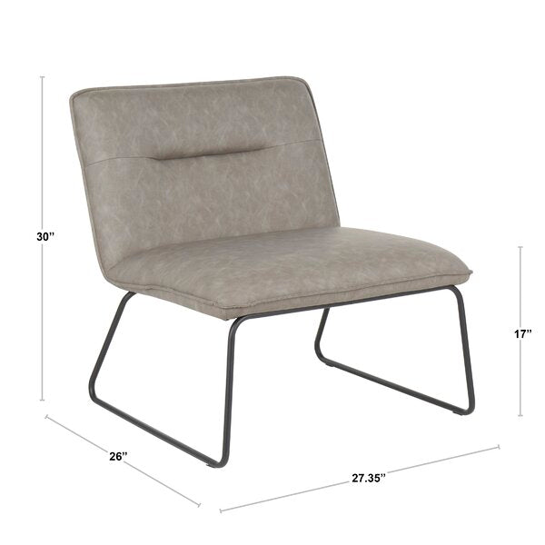 Industrial Black Metal, Camel Pu Faux Leather Accent Chair -
