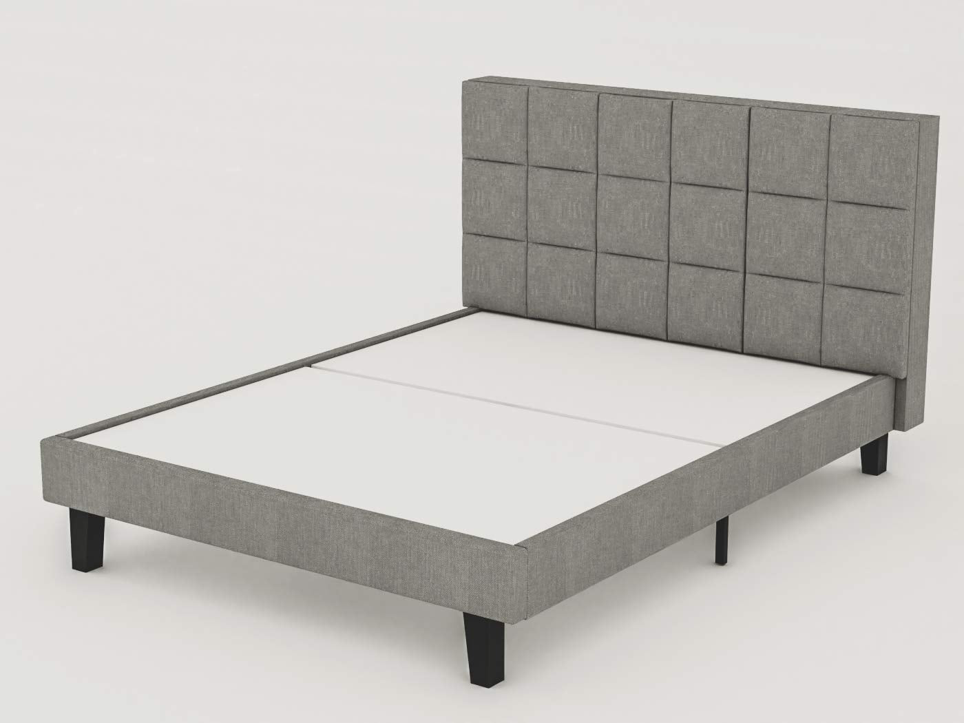 King Size Bed Without Storage in Grey Fabric -