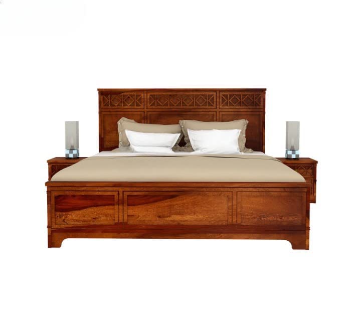 King Size Bed in Solid Wood with Headboard -