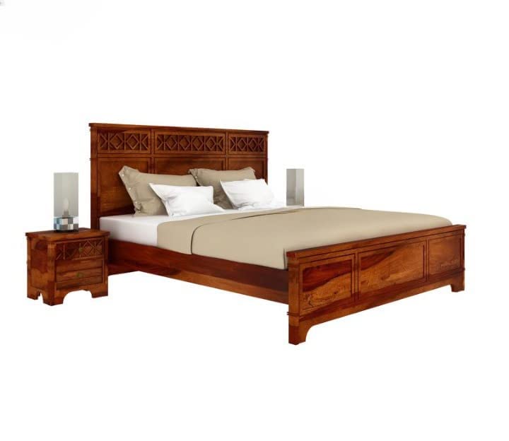 King Size Bed in Solid Wood with Headboard -