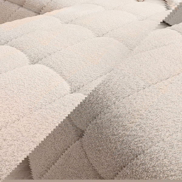 L-Shaped Boucle Corner Sofa with Bubble Tufting - Right Hand Facing -