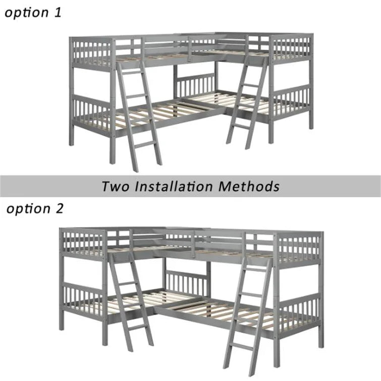 L-Shaped Bunk Bed Twin Over Twin -