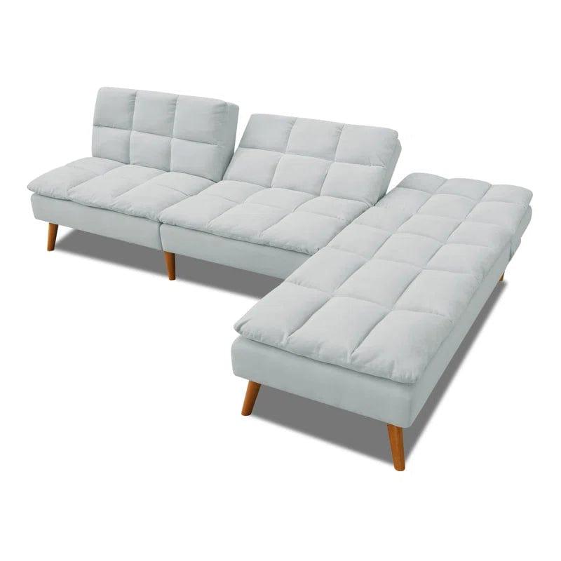 L-Shaped Corner Sleeper Sofa Fabric and Structure By Plywood & Solid wood Frame With Solid Wood Legs Base -