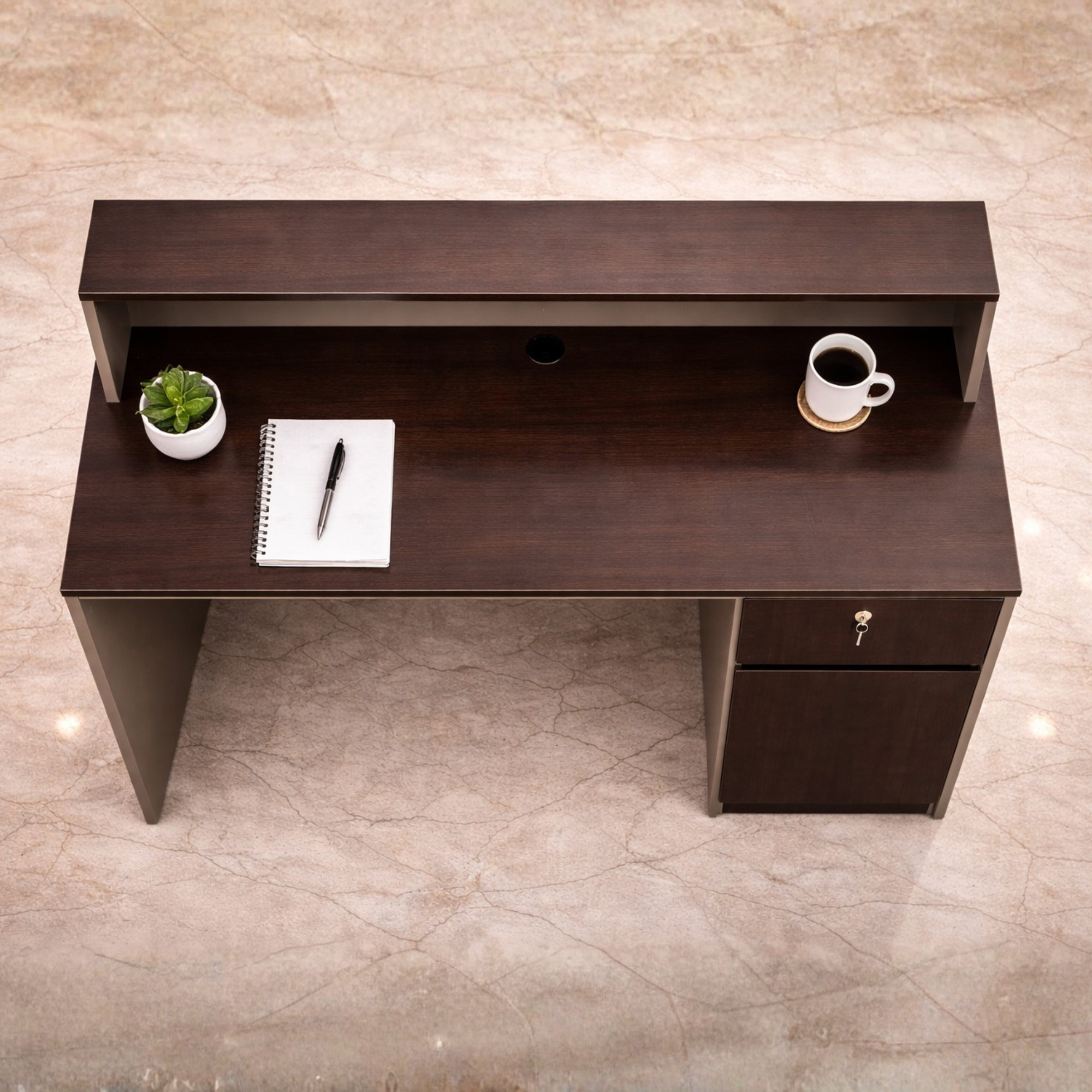 Reception Table with Side Panel & Modesty with Extended Dealing Top