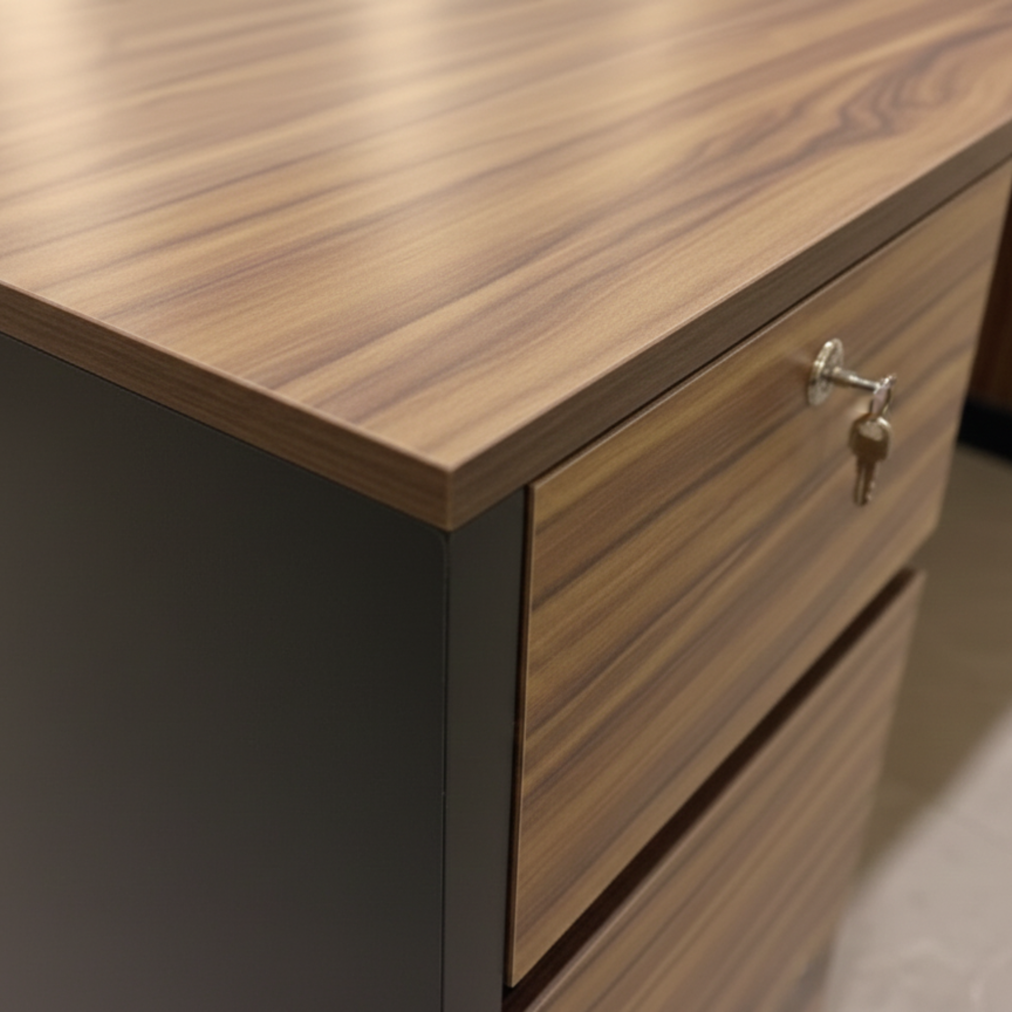 Reception Table with Side Panel & Modesty with Extended Dealing Top