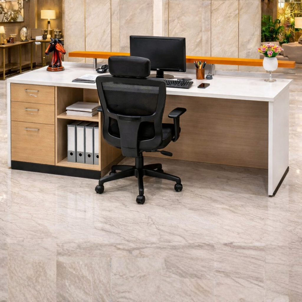 Reception Table with Side Panel & Modesty with Extended Dealing Top