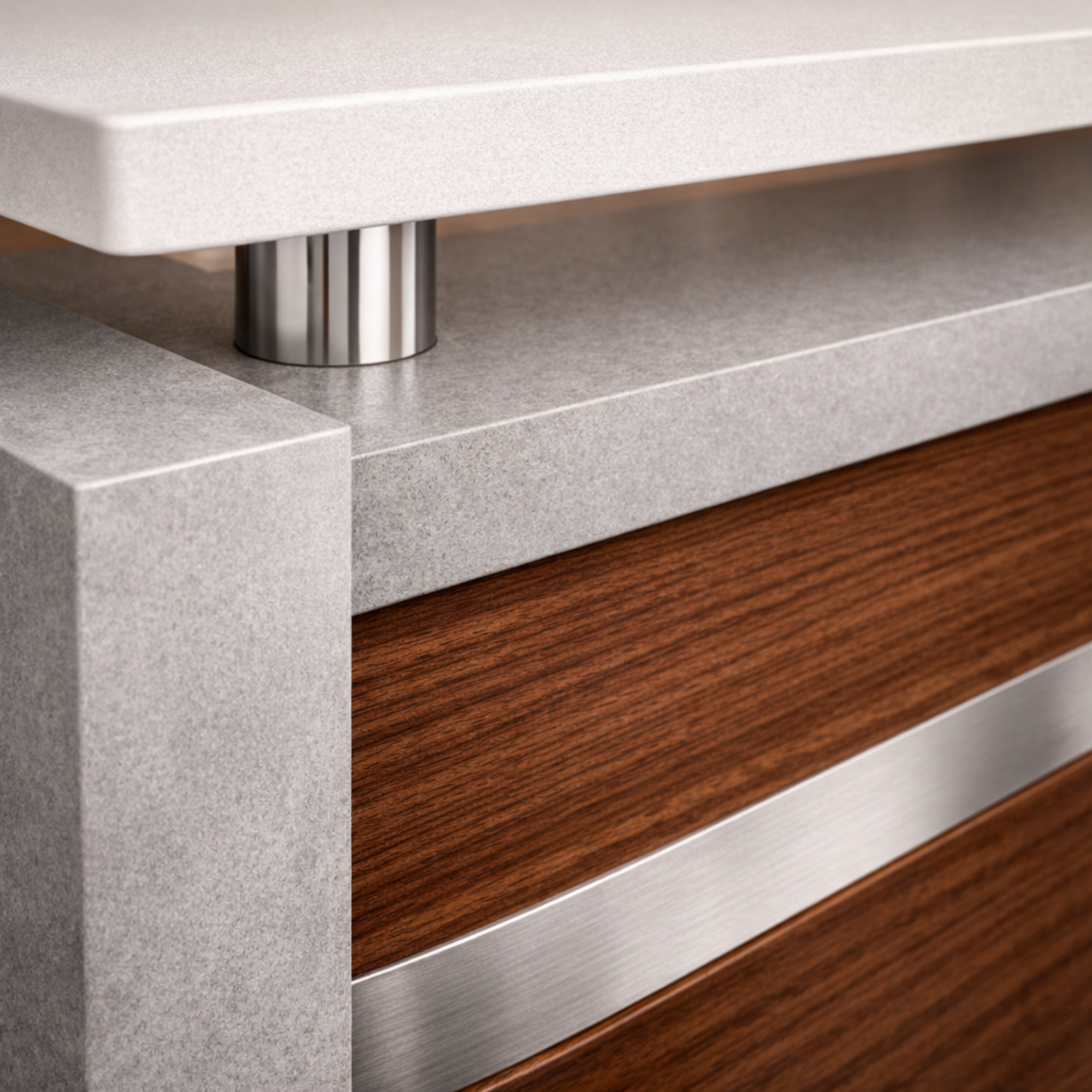 साइड पैनल और मोडेस्टी के साथ विस्तारित डीलिंग टॉप और दराज पेडस्टल के साथ रिसेप्शन टेबल