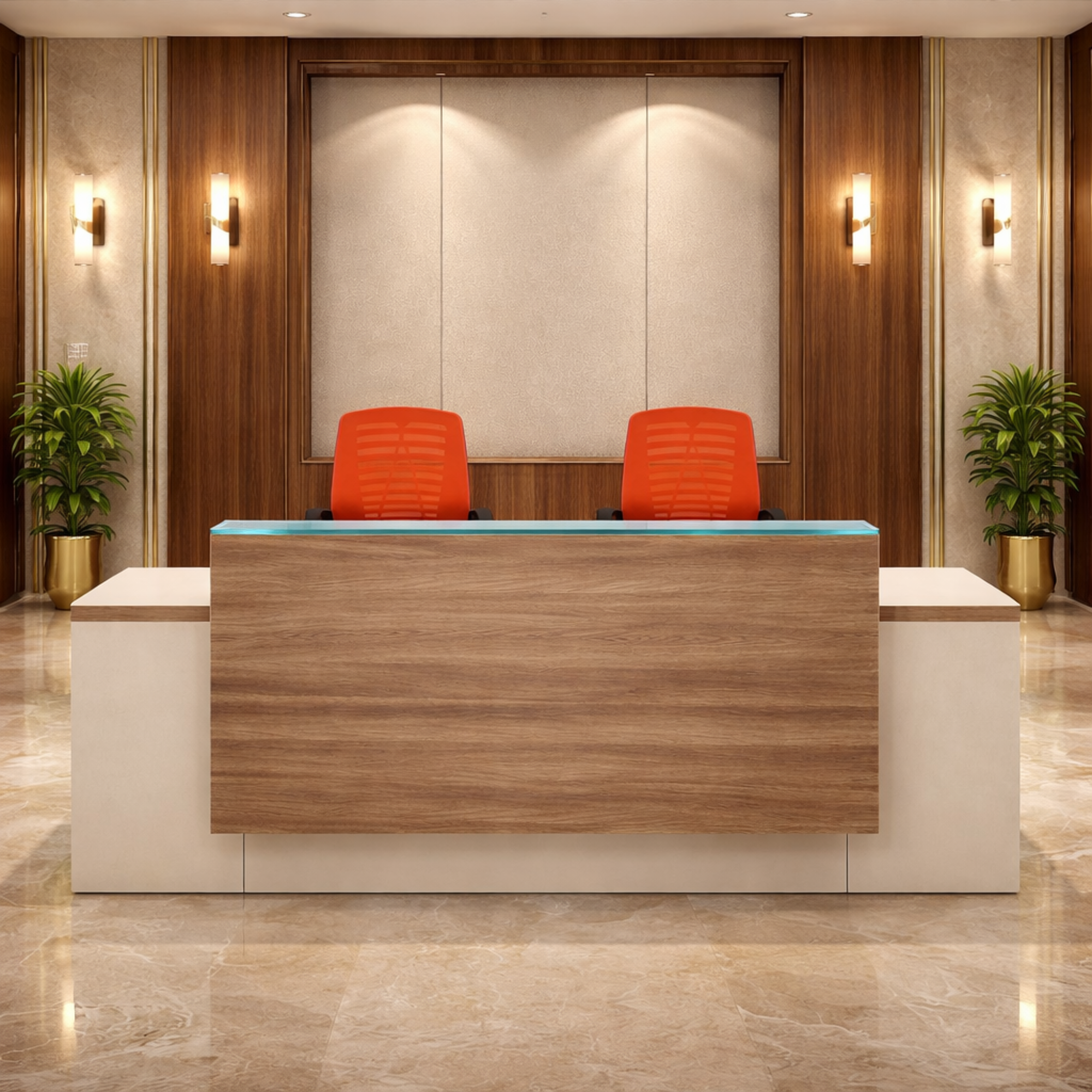 Reception Table with Side Panel & Modesty with Extended Dealing Top without Storage