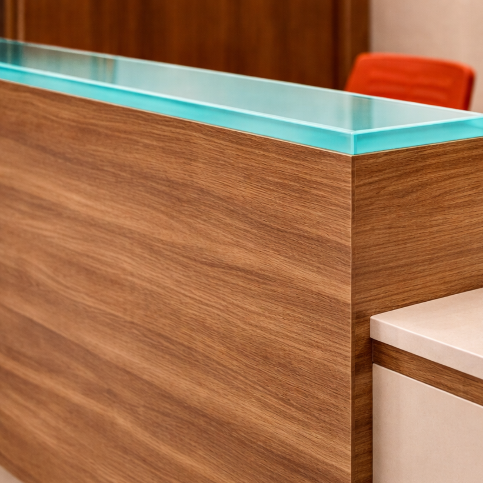 Reception Table with Side Panel & Modesty with Extended Dealing Top without Storage