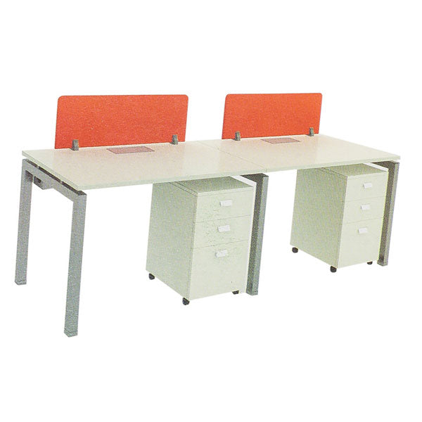 Leaner Workstation Table with Acrylic based, Drawer Pedestal & Metal Leg