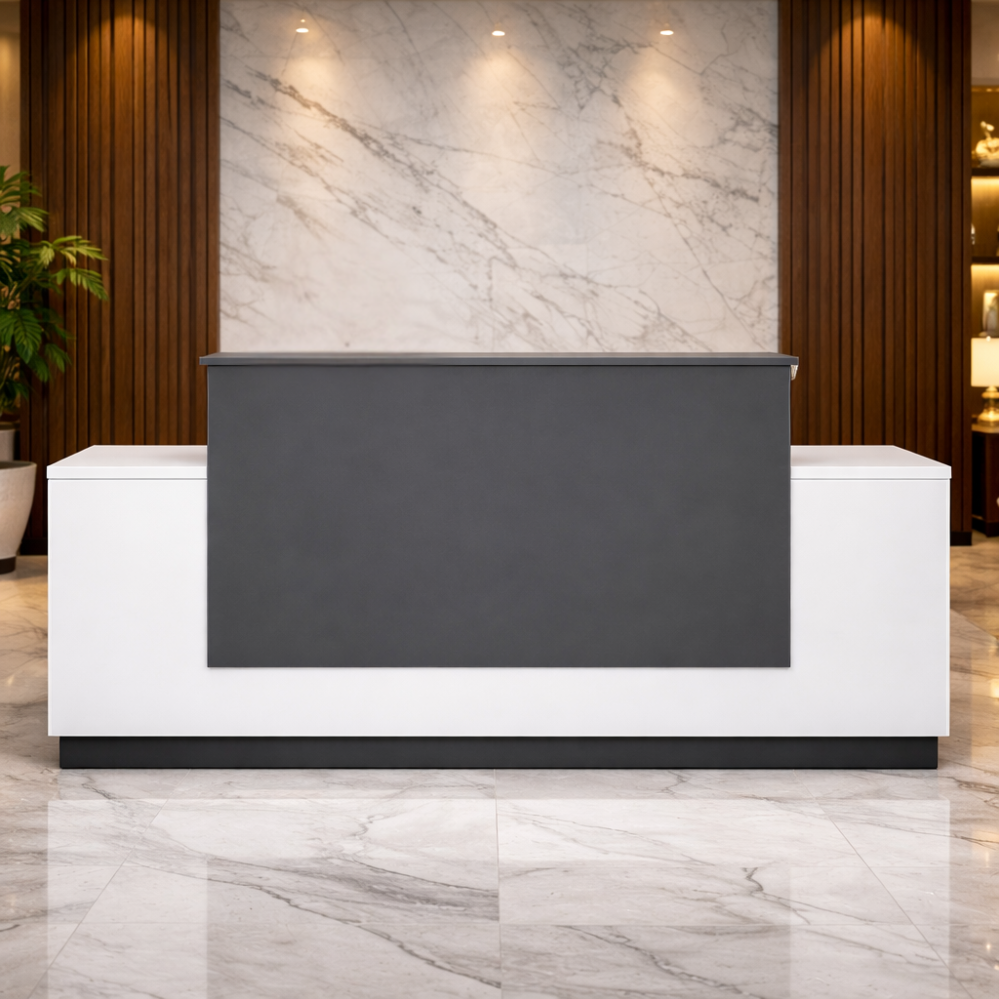 Reception Table with Side Panel & Modesty with Extended Dealing Top