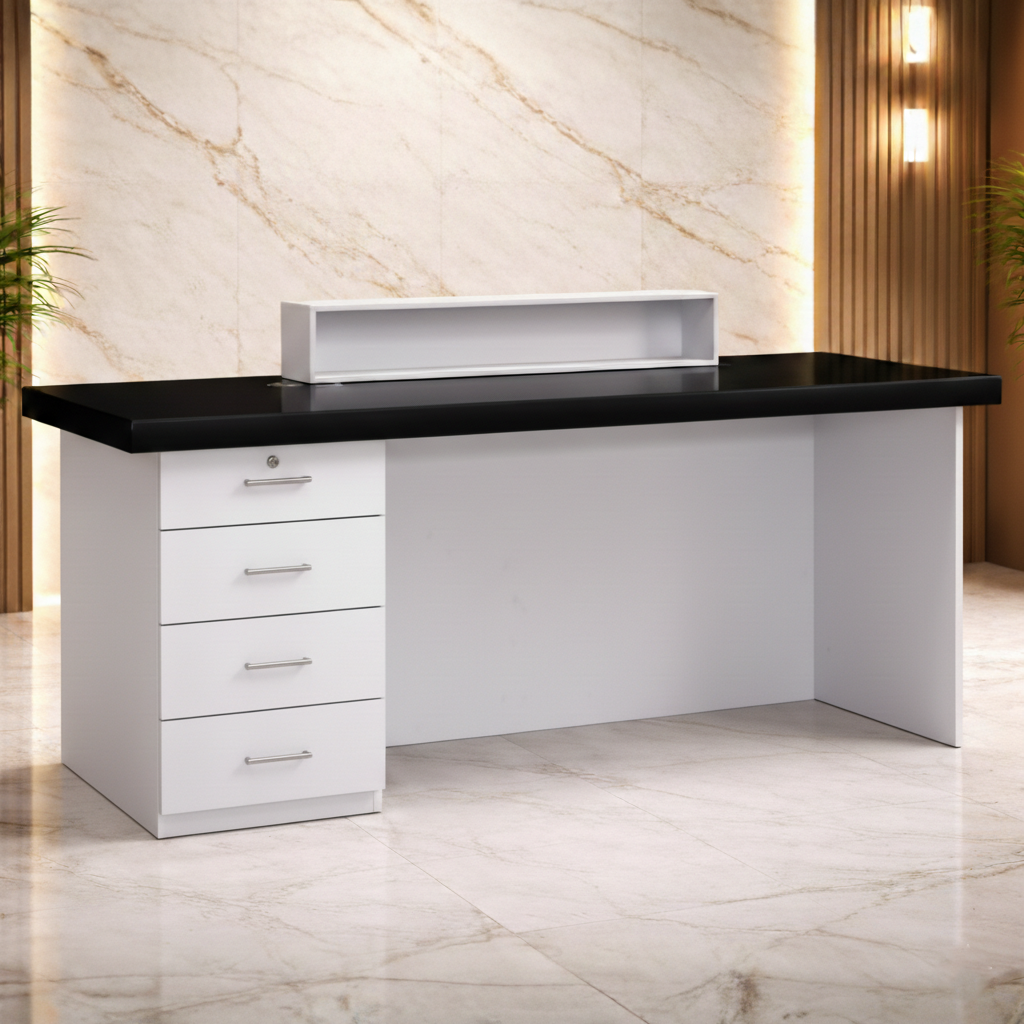 Reception Table Made with Pre-laminated Particle Board Top, Side Panel & Modesty with Extended Dealing Top