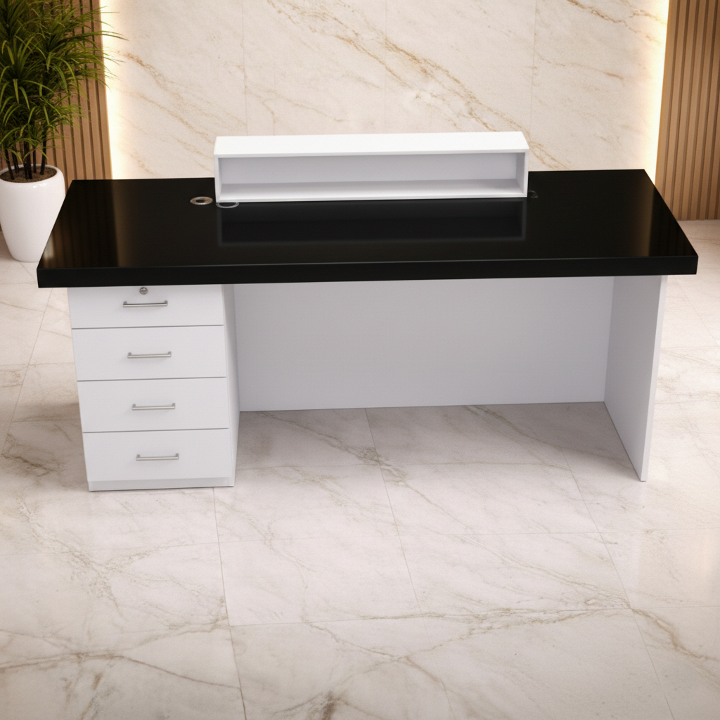 Reception Table Made with Pre-laminated Particle Board Top, Side Panel & Modesty with Extended Dealing Top