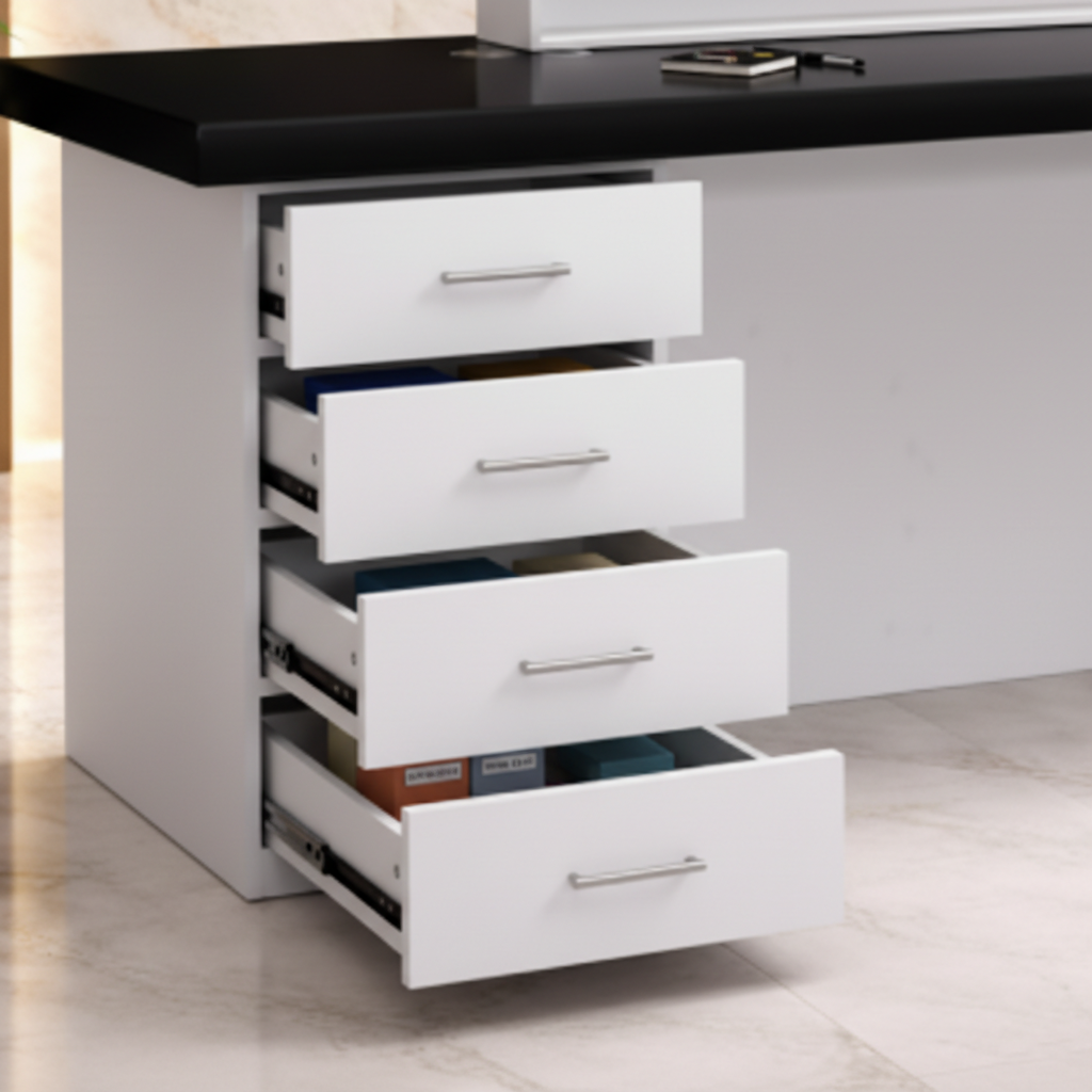 Reception Table Made with Pre-laminated Particle Board Top, Side Panel & Modesty with Extended Dealing Top