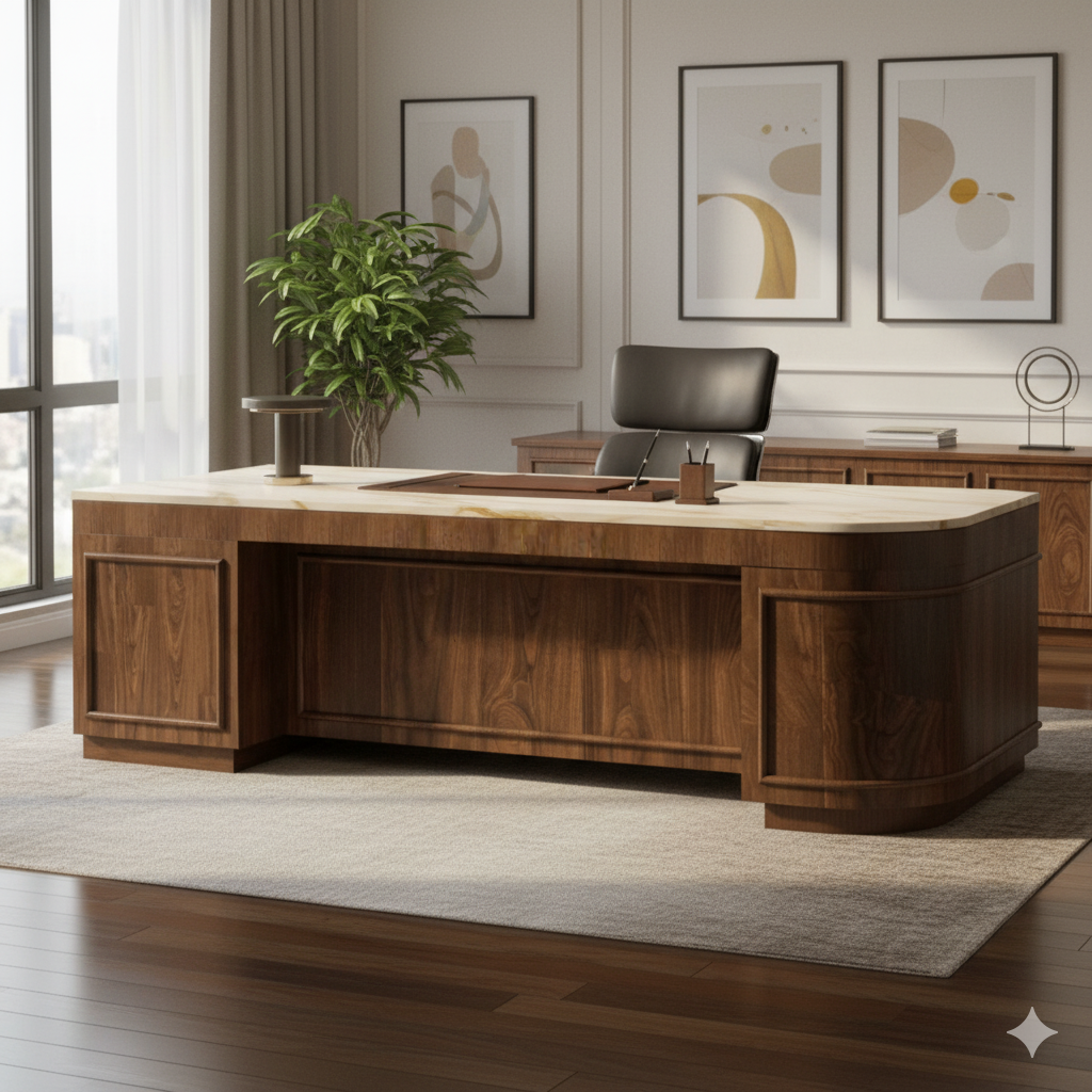 Director's Office Desk with Executive Feel, Premium Marble Top, and Superior Craftsmanship