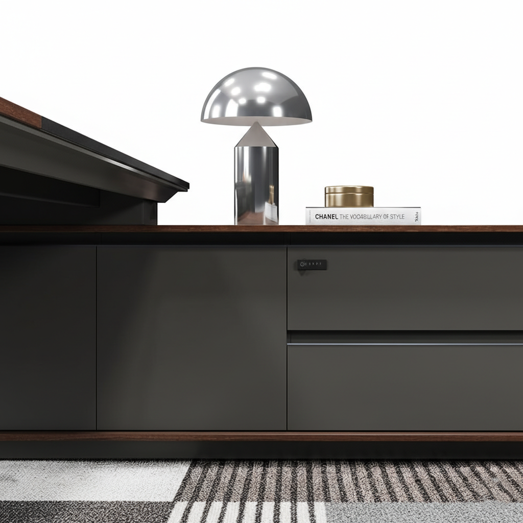 Premium L-Shape Director Table For Office Furniture with Integrated Drawers and Unique Modern Design Table