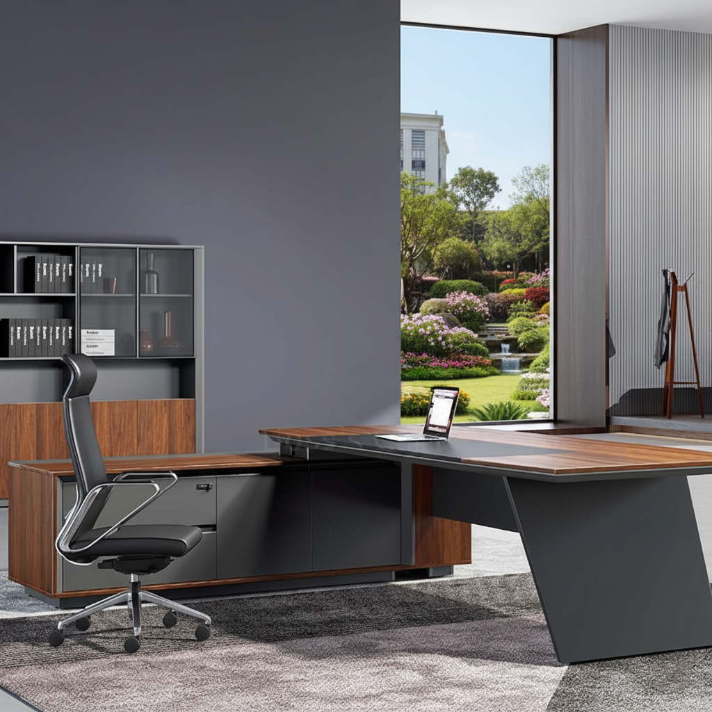 Premium L-Shape Director Table For Office Furniture with Integrated Drawers and Unique Modern Design Table