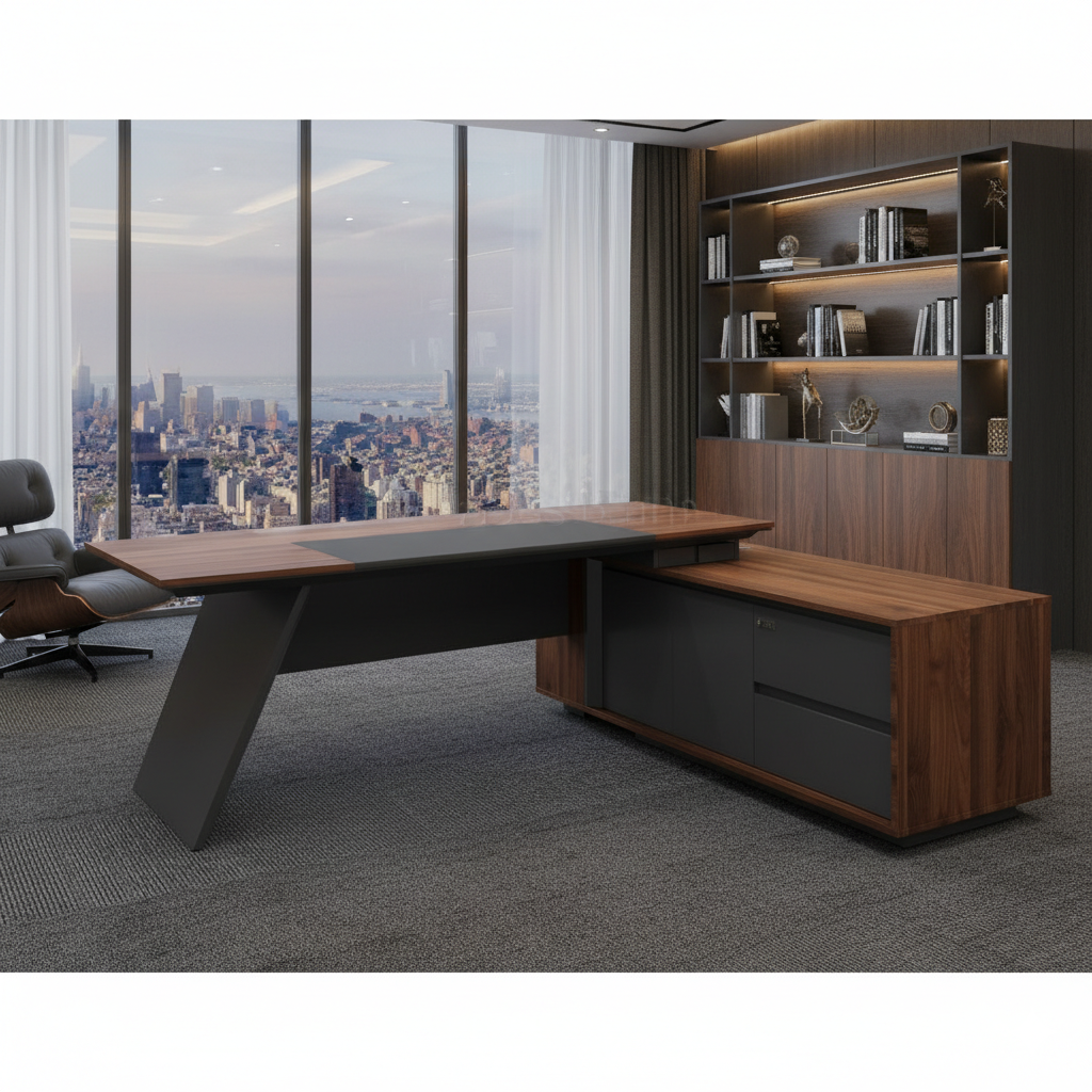Premium L-Shape Director Table For Office Furniture with Integrated Drawers and Unique Modern Design Table