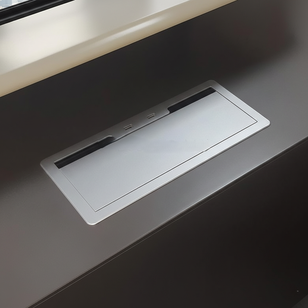 Modern Luxury Office Furniture Director and Executive Table with L-Shaped Design - Dawers and Metal Legs Base