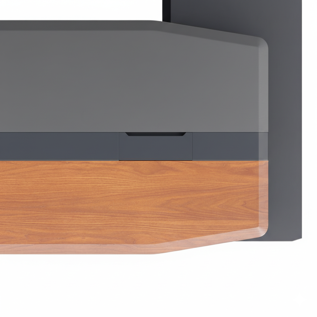 Luxury L Shape Director Table for Office with Side Storage, Premium Wood & Grey Finish, Large Workspace