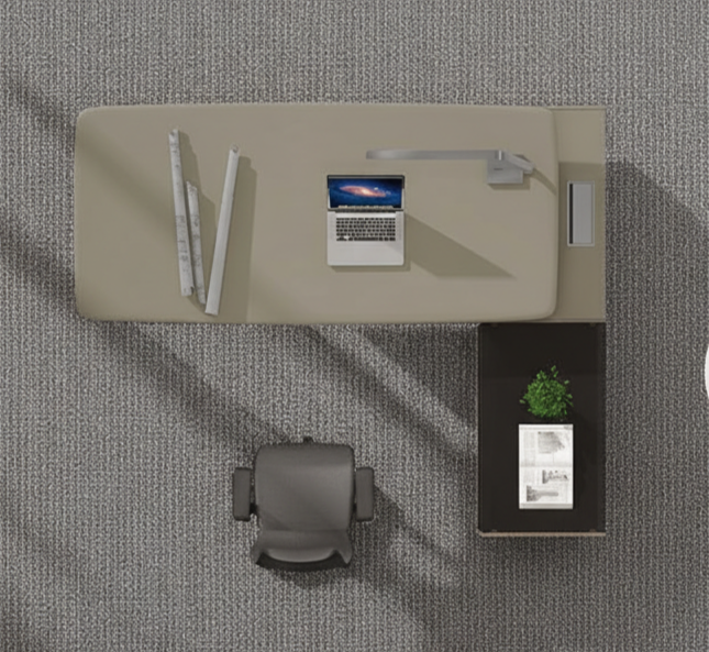 Luxury L Shape Director Table for Office Furniture with Side Storage and Wire Manager - Metal Legs, Durable, Contemporary Design