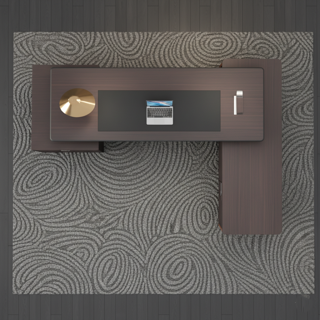 Luxury Executive Director Table with Floating Worktop, Integrated LED Under-Glow, Dark Matte Finish, Premium Office Desk