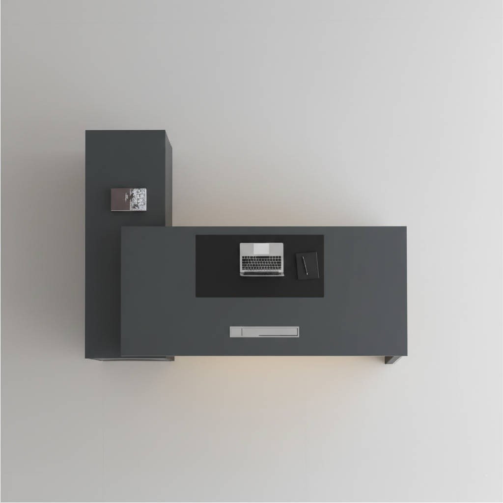 Modern Director Table with Fluted Front Panel, Integrated LED Accent Lighting & Premium Matte Finish for Executive Office Spaces