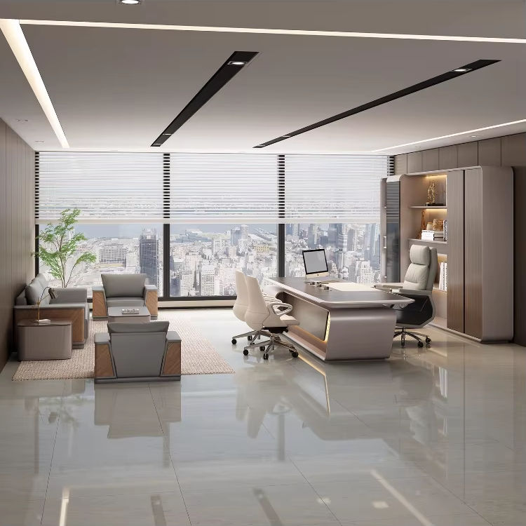 ডিরেক্টর এল-শেপ অফিস টেবিল আধুনিক ডেস্ক ড্রয়ার, রিভার্সিবল ওরিয়েন্টেশন, সিপিইউ স্টোরেজ এবং ওয়্যার ম্যানেজমেন্ট সহ পার্টিকেল বোর্ডে তৈরি