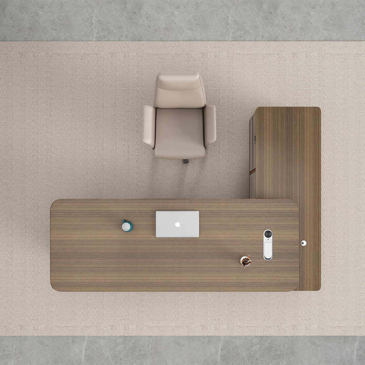 Director L-Shape Office Table Luxury & Modern Desk with Drawer, Reversible Orientation, CPU Storage