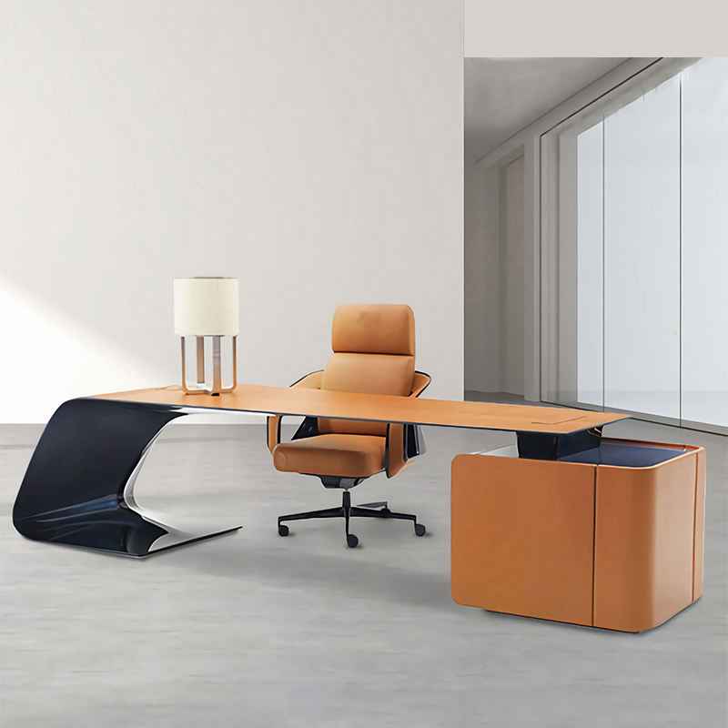 ডিরেক্টর এল-শেপ অফিস টেবিল আধুনিক ডেস্ক ড্রয়ার, রিভার্সিবল ওরিয়েন্টেশন, সিপিইউ স্টোরেজ এবং ওয়্যার ম্যানেজমেন্ট সহ পার্টিকেল বোর্ডে তৈরি