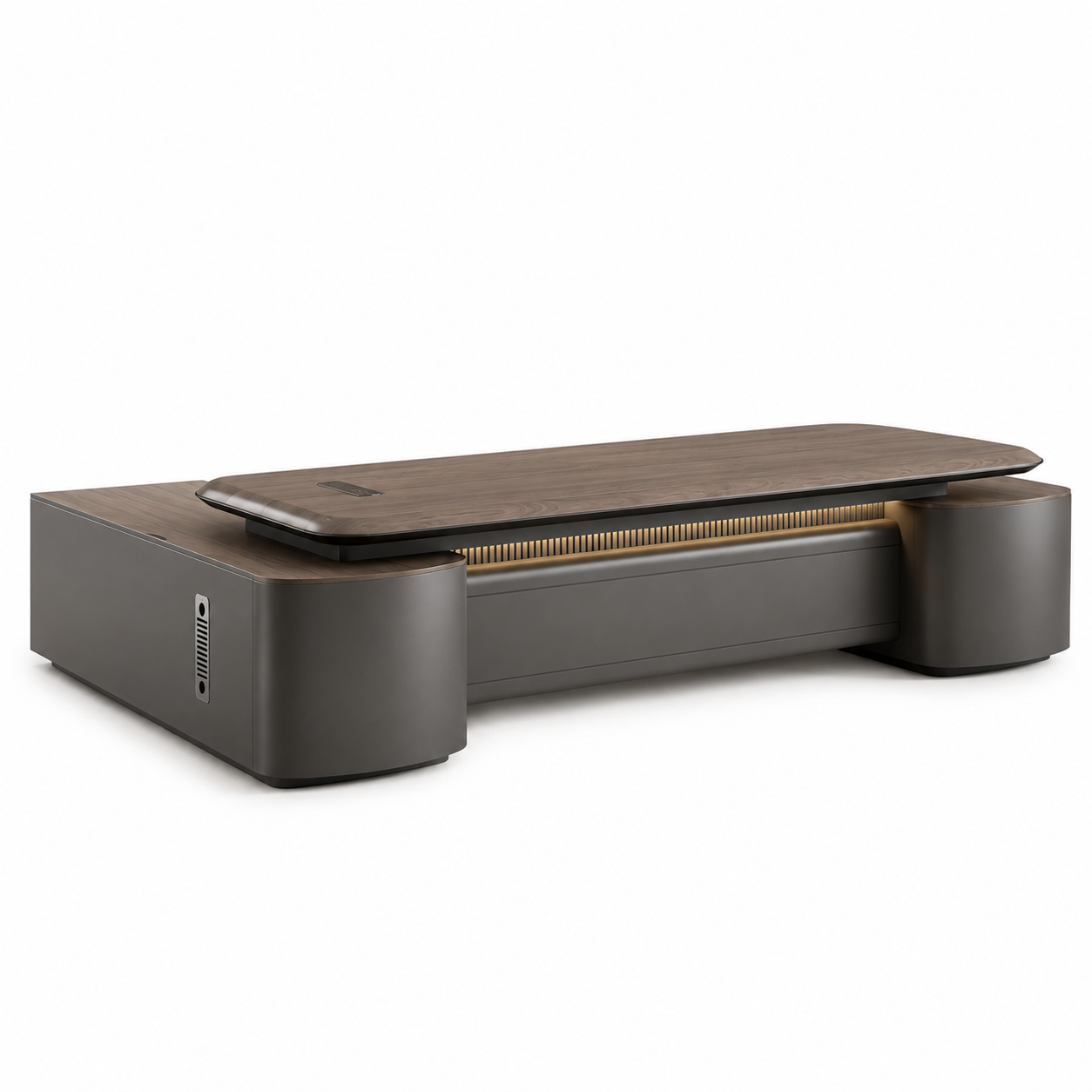 Modern Director Office Desk Premium with Marble Texture Laminate, Ergonomic Top And Large Management Workspace