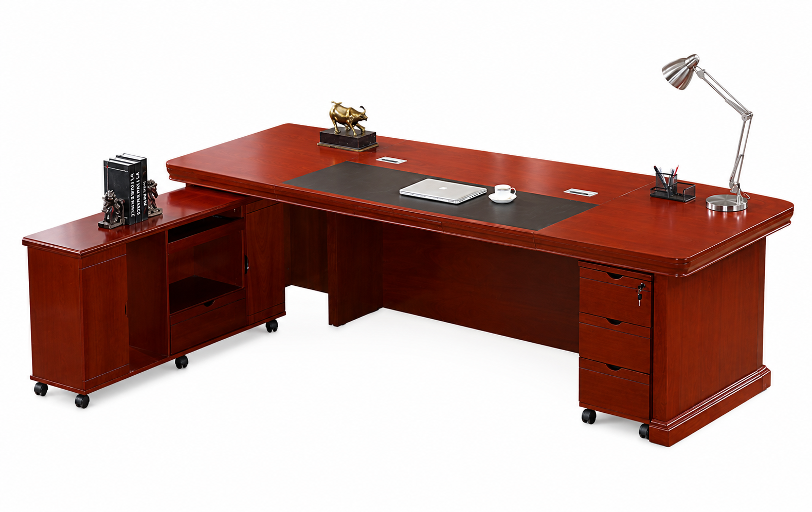 Director Desk with Side Storage Return, Luxury Wooden Office Table for CEO Cabin, Corporate Workspace And Modern Professional Office Interiors