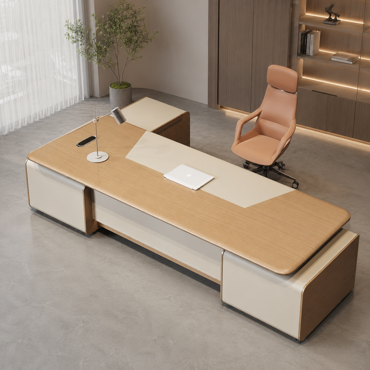 Desk with Side Return Unit | Premium MDF Office Table with Laminate Finish for Luxury Corporate Cabins & Contemporary Workspaces