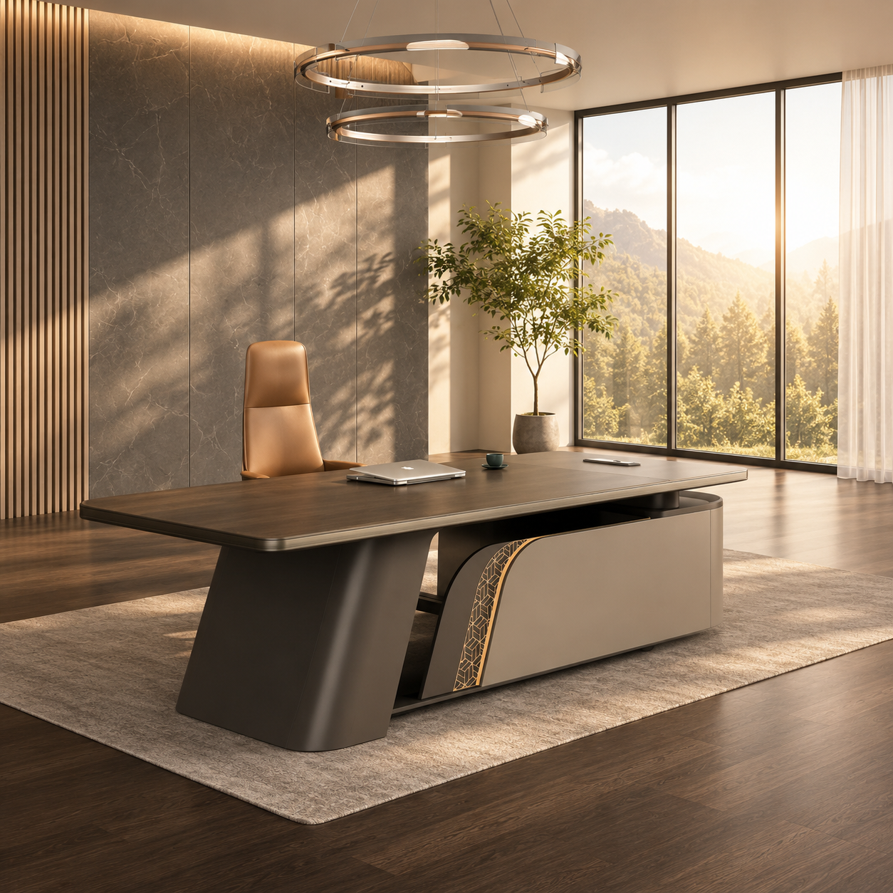 Table with Side Storage | Premium MDF & PU Finish Manager Desk for Corporate Cabin and Contemporary Workspace Interiors