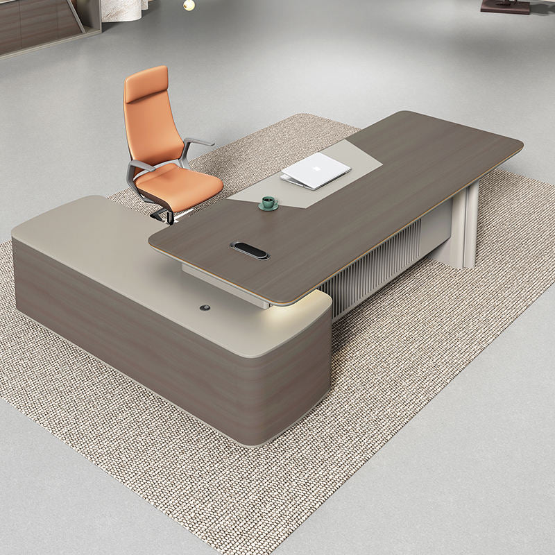 Director Desk with Side Storage Credenza, Large Office Workstation, Premium CEO Cabin Furniture for Corporate And Executive Offices