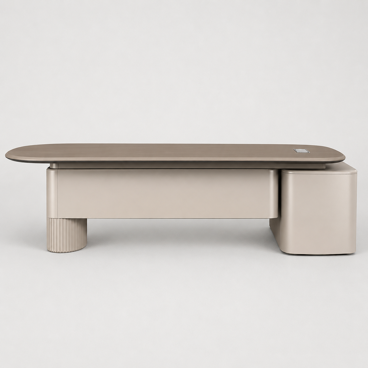 Modern Luxury Director Office Table with Side Storage Cabinet, Executive Workstation Desk for CEO, Director and Corporate Office Spaces