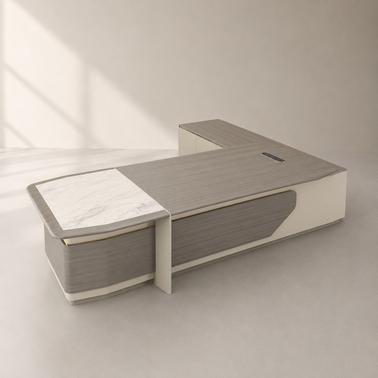 Office Table with Side Storage Cabinet, Luxury Executive Desk for CEO, Directors and Corporate Workspaces